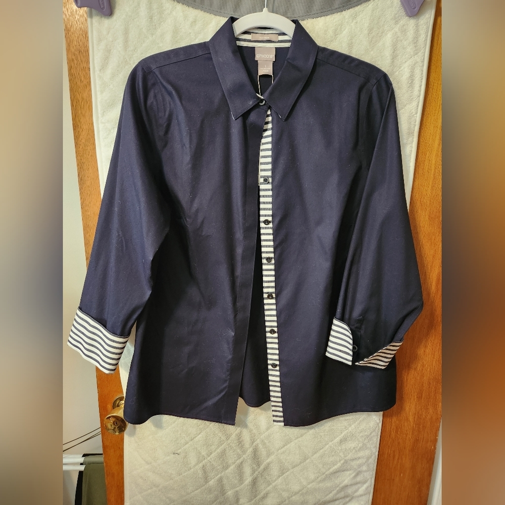 Chico's Navyv with White Blouse
